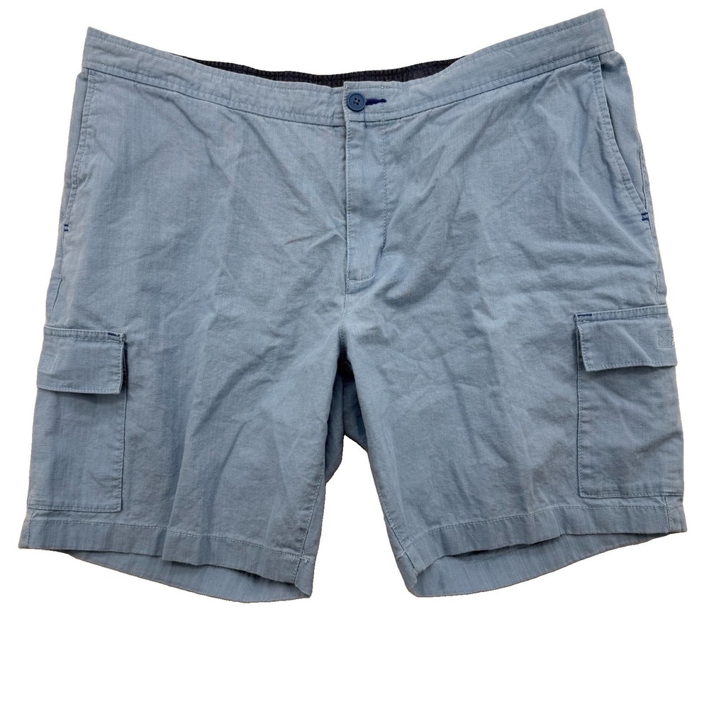 Tommy Bahama Cargo Shorts Mens XXL Blue Linen Cotton Flat Front Marlin 2xl
